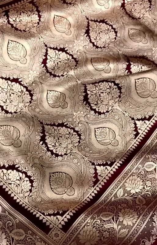 Fire Gold Banarasi Satin Silk Saree with Booti Work | Luxury Wedding & Festive Wear Saree for Women