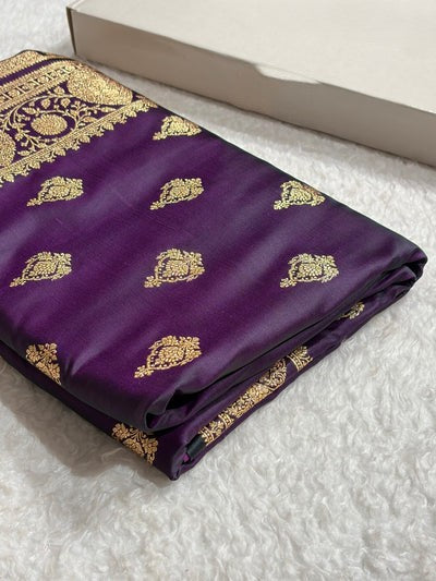 Mysorepattu Premium Satin Katan Silk Saree for Women | Jacquard Loom Woven Designer Saree